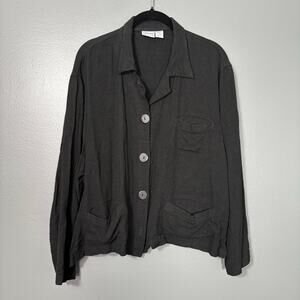 Chico's Design Women's Black Linen-Look Lightweight Spring Jacket - Size 2/Large
